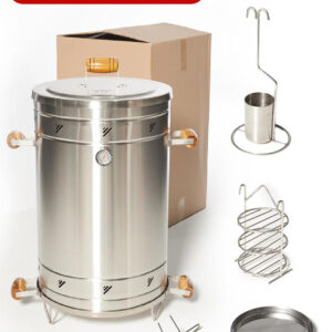 Combo de barril asador mediano de 25 libras en acero inoxidable.